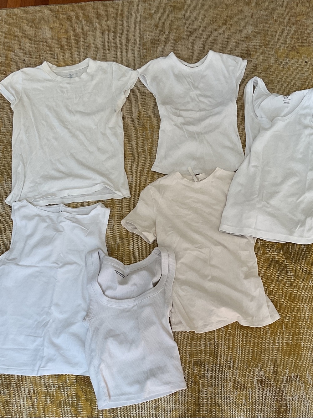 GAP, Brandy Melville, Skims, Zara, A&F, Women's White Tank & Tee Mix - 6-Pack